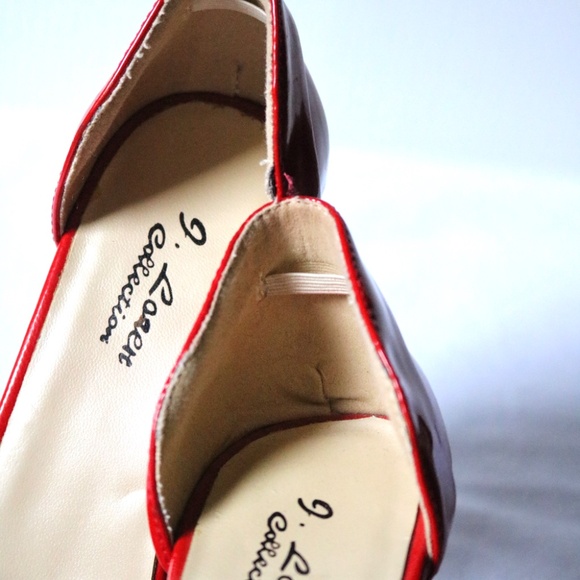 J. Loren Collection Red Patent Leather Peep Toe 4" Heels Women's 8 Retro Unique - Picture 11 of 14